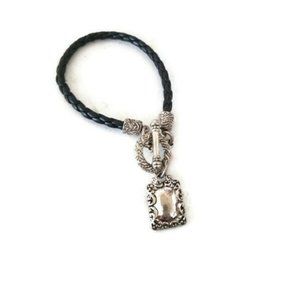 costume jewelry, black and silver bracelet